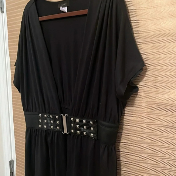 BLACK~BLOUSE W ATTACHED CARDIGAN~TOPPER~XL - Picture 3 of 6